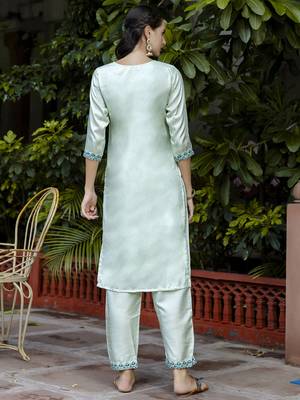Vredevogel women's cotton silk blend kurta with trousers pant & nazneen dupatta set 2