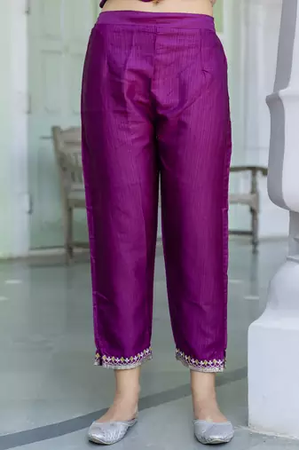 Vredevogel women's silk blend kurta with trousers pant & embroidery work dupatta set