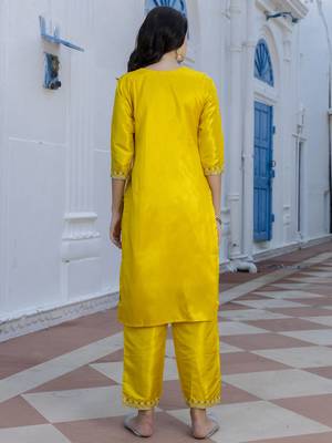 Vredevogel women's silk blend kurta with trousers pant & embroidery work dupatta set 2