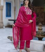 Vredevogel women's chinon silk kurta & trousers pant with nazneen shibori print dupatta