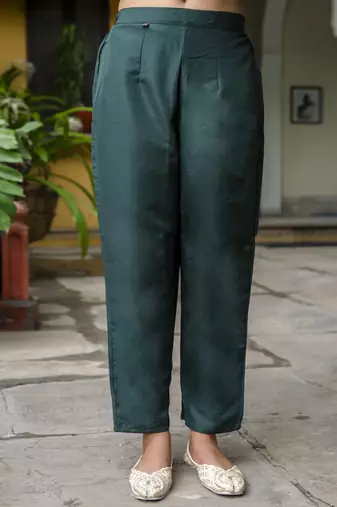 Vredevogel women's chanderi modal butti kurta with trouser pant & embroidered chanderi dupatta