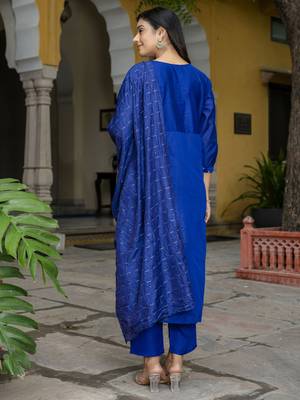 Vredevogel women's chanderi modal butti kurta with trouser pant & embroidered chanderi dupatta 2