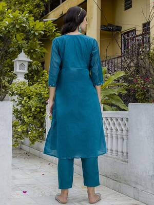 Vredevogel women's chanderi modal butti kurta with trouser pant & embroidered chanderi dupatta 2