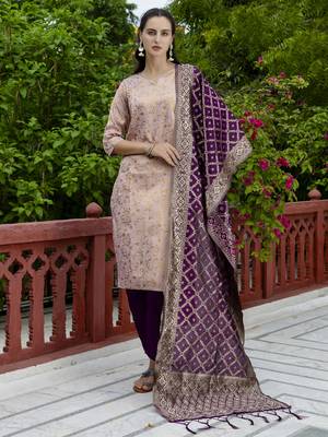 Vredevogel women's cotton silk jacquard kurta pant set with banarasi woven self designed dupatta 1