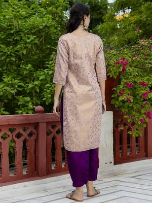 Vredevogel women's cotton silk jacquard kurta pant set with banarasi woven self designed dupatta 2