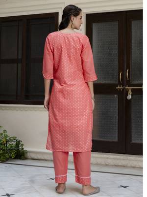 Vredevogel women's chanderi modal butti kurta with trouser pant & embroidered chanderi dupatta set 2