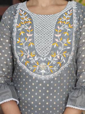 Vredevogel women's chanderi modal butti kurta with trouser pant & embroidered chanderi dupatta set 3