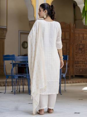 Vredevogel women's chanderi modal butti kurta with trouser pant & embroidered chanderi dupatta set 3