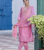 Vredevogel women's chanderi modal butti kurta with trouser pant & embroidered chanderi dupatta set