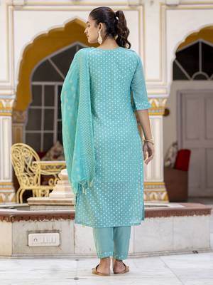 Vredevogel women's chanderi modal butti kurta with trouser pant & embroidered chanderi dupatta set 2