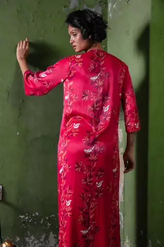 Ruby pink modal satin long dress