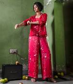 Ruby pink satin co-ord set