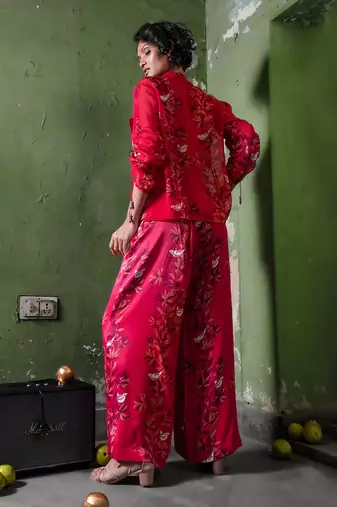 Ruby pink satin co-ord set
