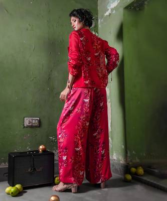 Ruby pink satin co-ord set 5