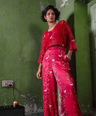 Ruby pink organza co-ord set 2