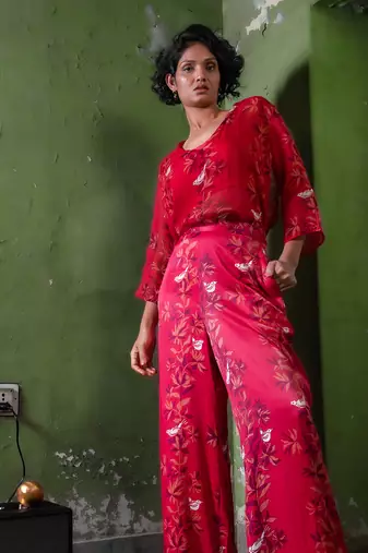 Ruby pink organza co-ord set