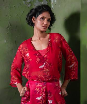 Ruby pink organza co-ord set 3