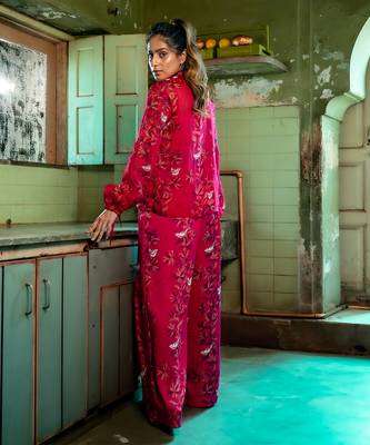 Ruby pink organza co-ord set 2