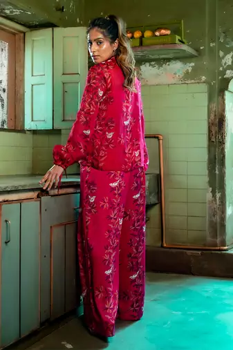 Ruby pink organza co-ord set