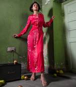 Ruby pink satin long dress