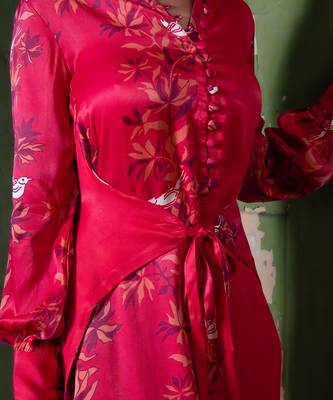 Ruby pink satin long dress 2