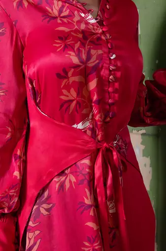 Ruby pink satin long dress