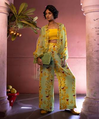 Matcha green organza co-ord set 1