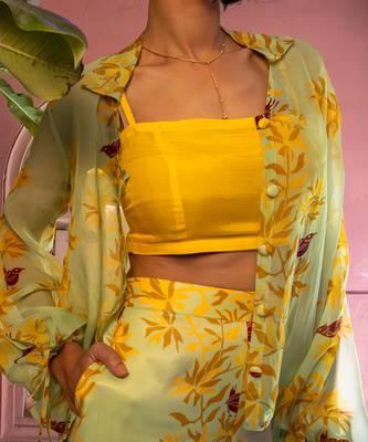 Matcha green organza co-ord set 3