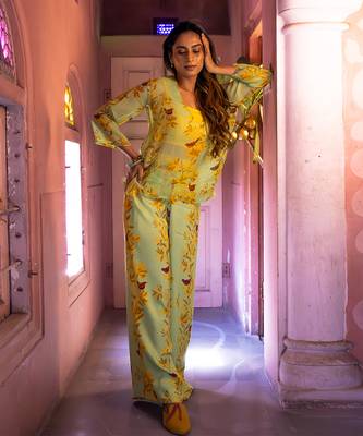 Matcha green organza co-ord set 2
