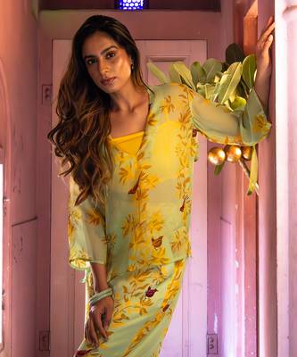 Matcha green organza co-ord set 3