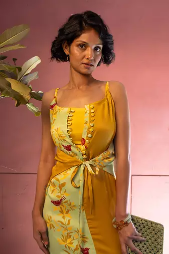 Matcha green satin long dress