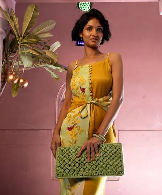 Matcha green satin long dress 3