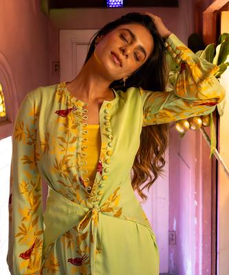 Matcha green satin long dress 3