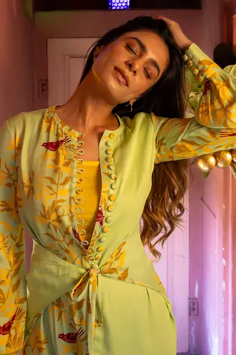 Matcha green satin long dress