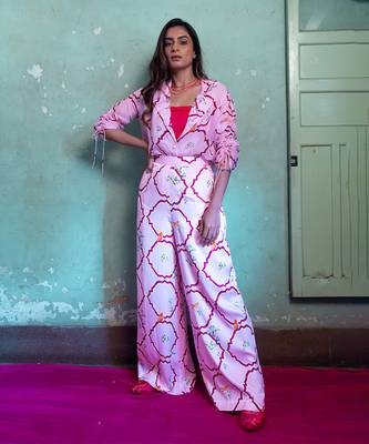 Salty pink organza co-ord set 1