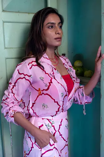 Salty pink organza co-ord set