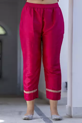 Vredevogel women's silk blend embroidered kurta with trouser pant & dupatta set