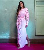Salty pink satin long dress