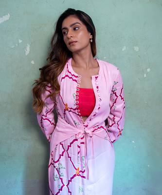 Salty pink satin long dress 3