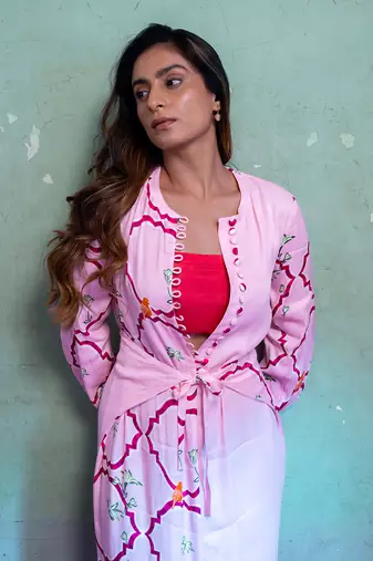 Salty pink satin long dress