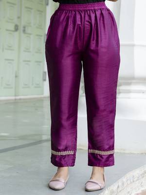 Vredevogel women's silk blend embroidered kurta with trouser pant & dupatta set 4