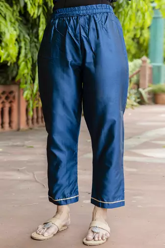 Vredevogel women's cotton silk jacquard kurta pant set with banarasi silk dupatta