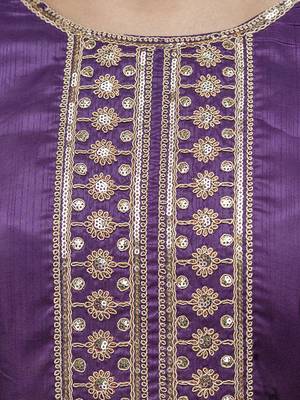 Vredevogel women's silk blend embroidered kurta with pant & nazneen dupatta set 3