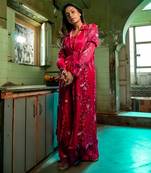 Ruby pink modal satin kurta set