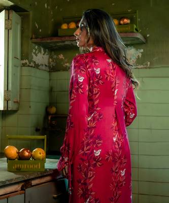 Ruby pink modal satin kurta set 2