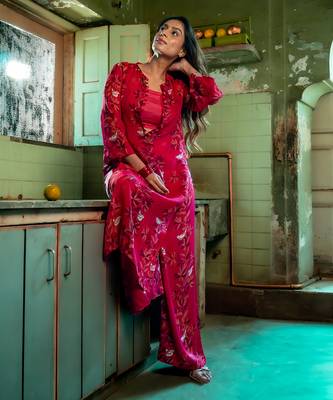 Ruby pink organza kurta set 3