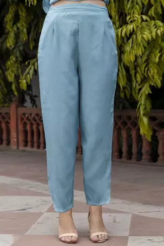 Vredevogel women's chanderi modal butti kurta pant set with embroidered dupatta
