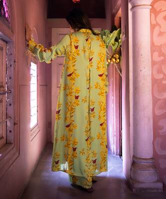 Matcha green satin kurta set 5