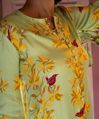Matcha green satin kurta set 3