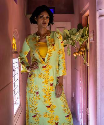 Matcha green satin kurta set 4